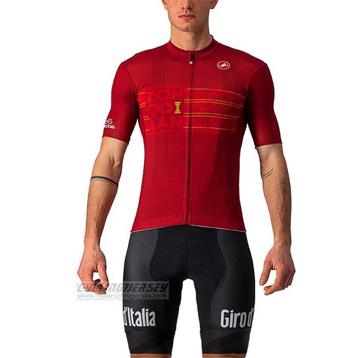 2021 Cycling Jersey Giro D'italy Red Short Sleeve and Bib Short